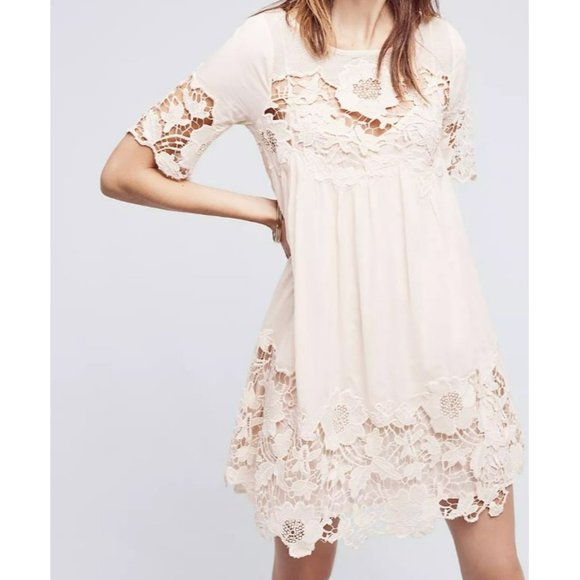 Anthrolopogie Holding Horses Magnolia Lace Ivory Dress Size 0 - Picture 3 of 15